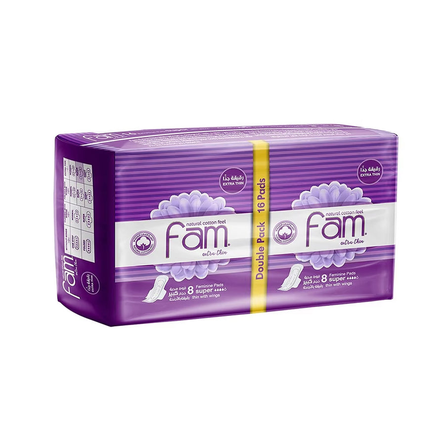 فام فوط صحية نسائية حجم كبير رقيقة بالأجنحة 16 قطعة