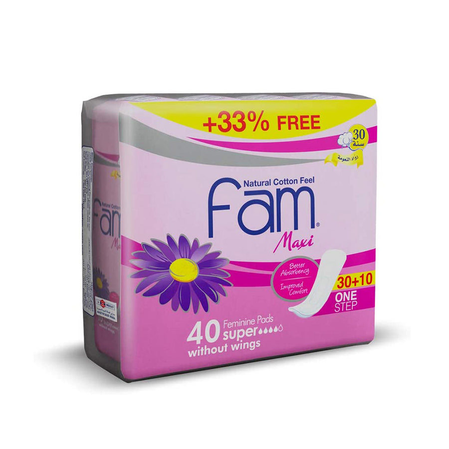 فام مكسي فوط صحية نسائية حجم كبير بدون أجنحة 40 قطعة