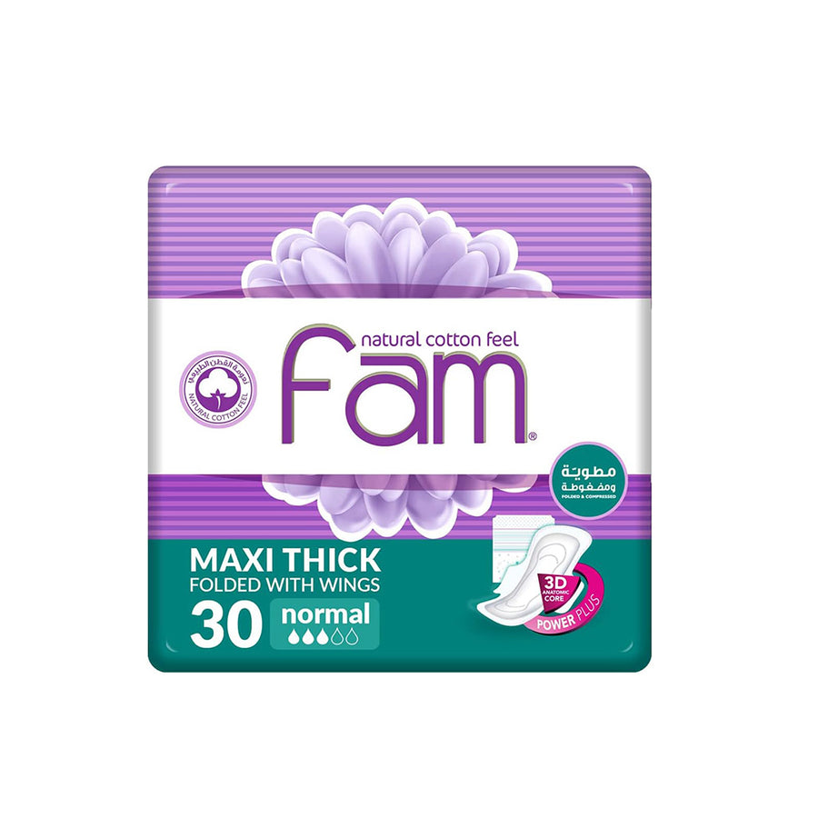 فام فوط صحية نسائية حجم عادي بالأجنحة 30 قطعة