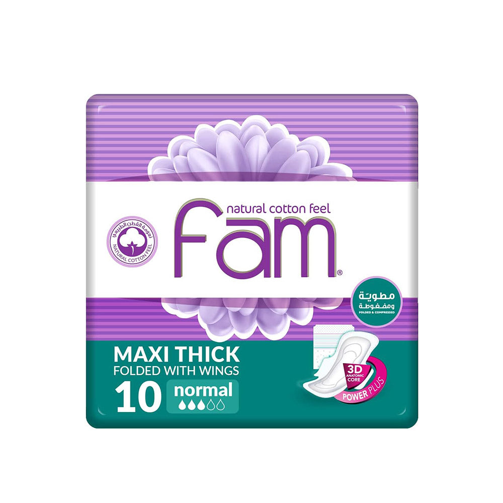 فام فوط صحية نسائية حجم عادي بالأجنحة 10 قطع