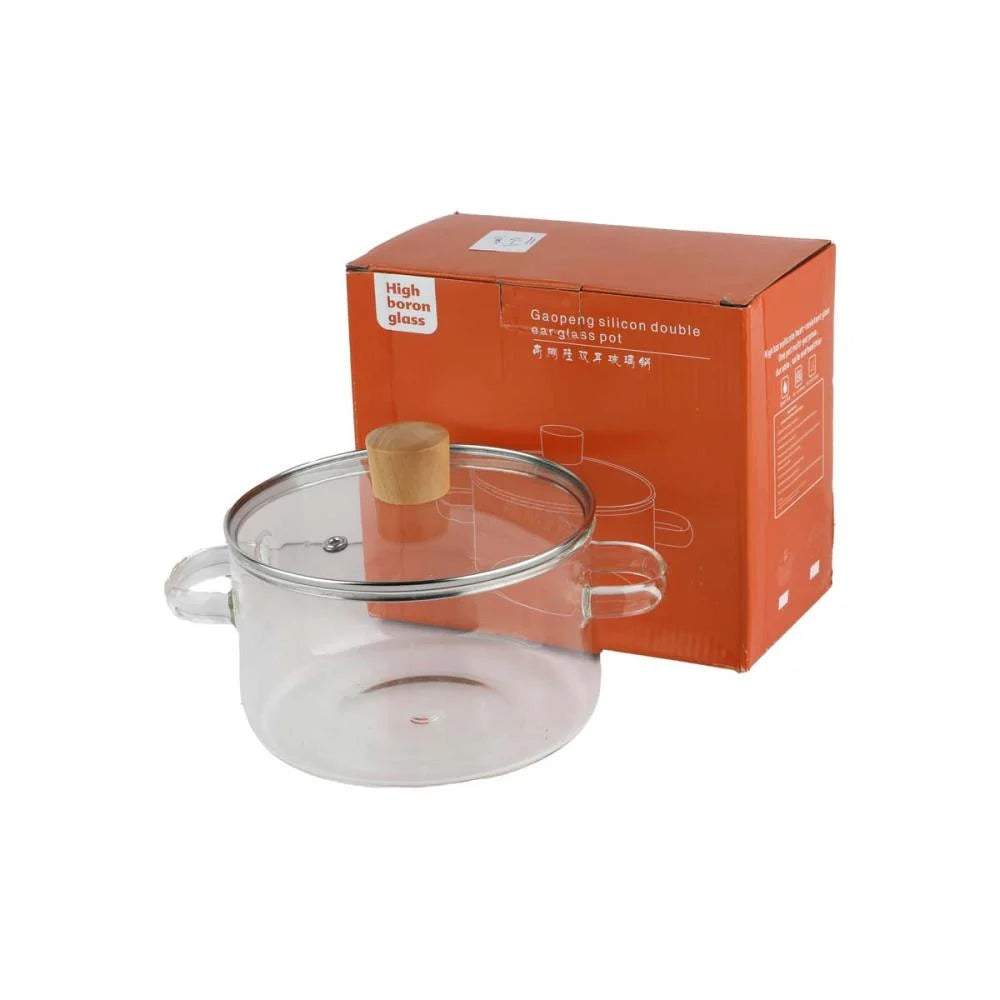 قدر زجاج بغطاء ومقبض 16x9 سم