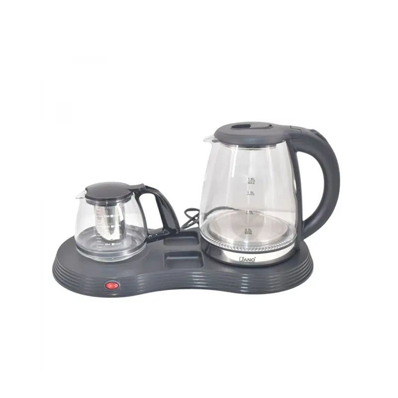غلاية ومحضر شاى زجاج 1500 واط الغلاية 1.8 لتر محضر شاي 0.75 لتر