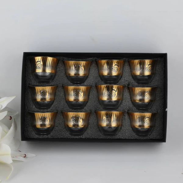 Glass coffee cup set 12 cups 