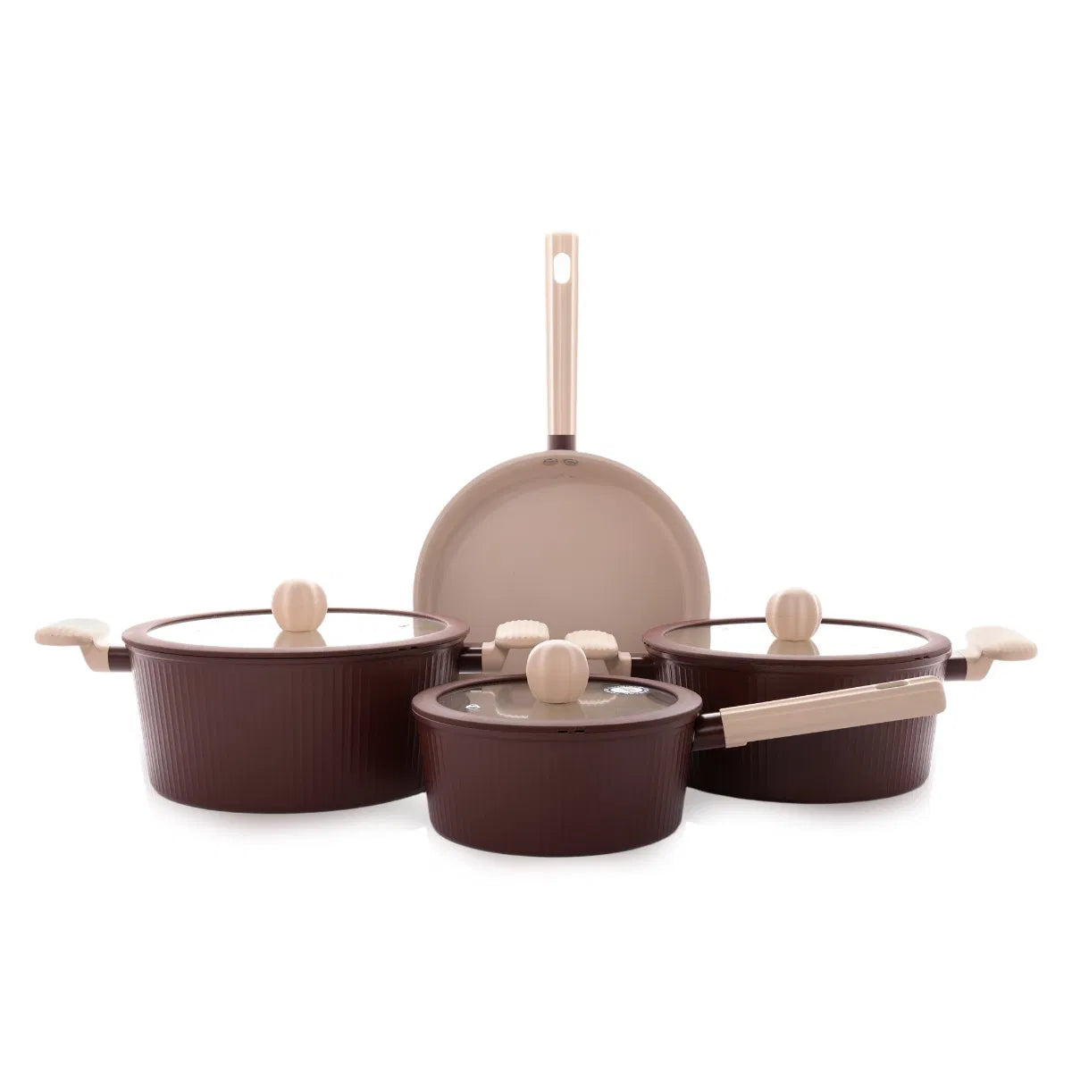 طقم قدور 7 قطع بني