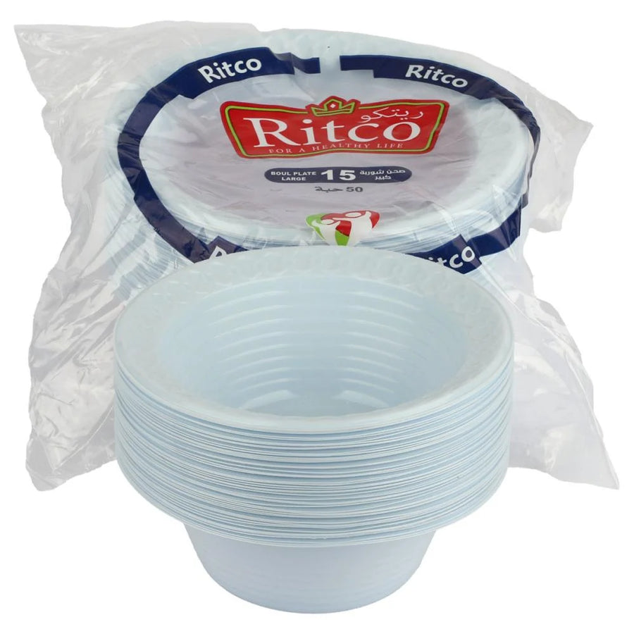 باديه شوربة بلاستيك دائري 50 قطعه مقاس 15 سم