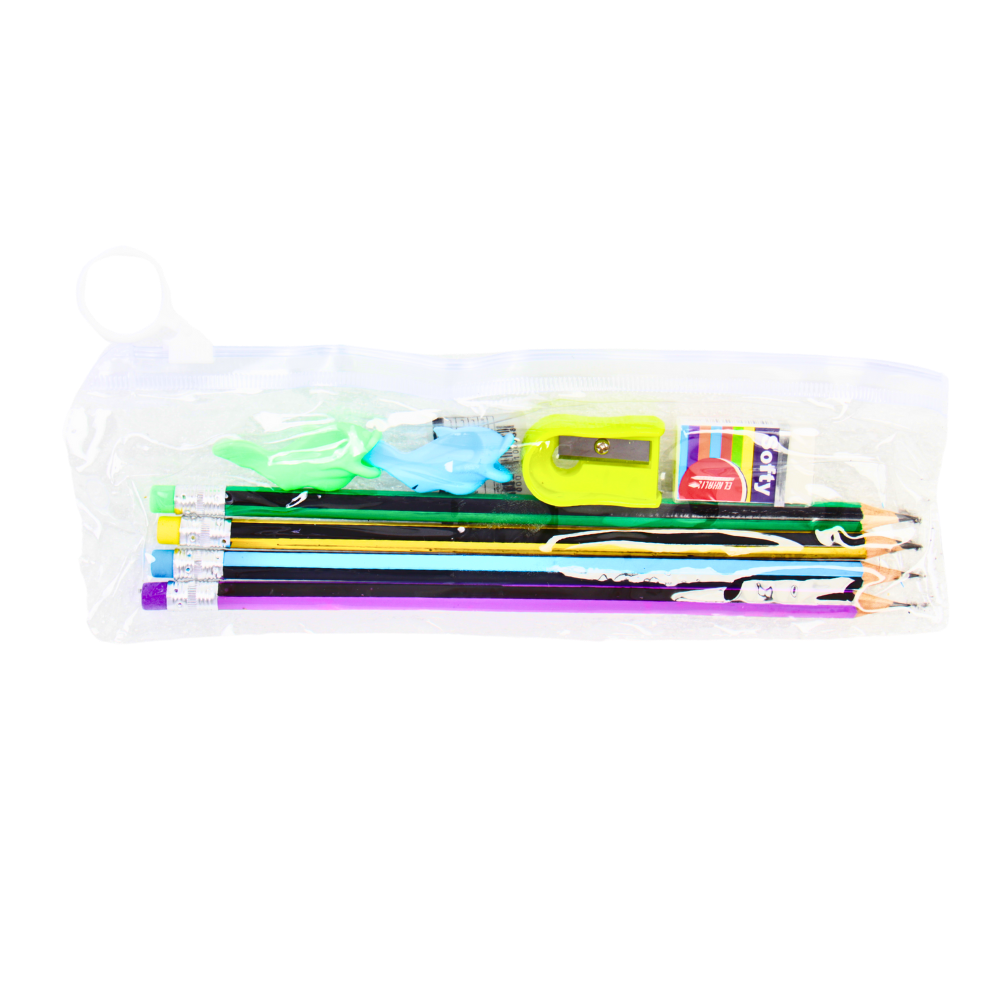 أقلام رصاص مع براية وممحاة