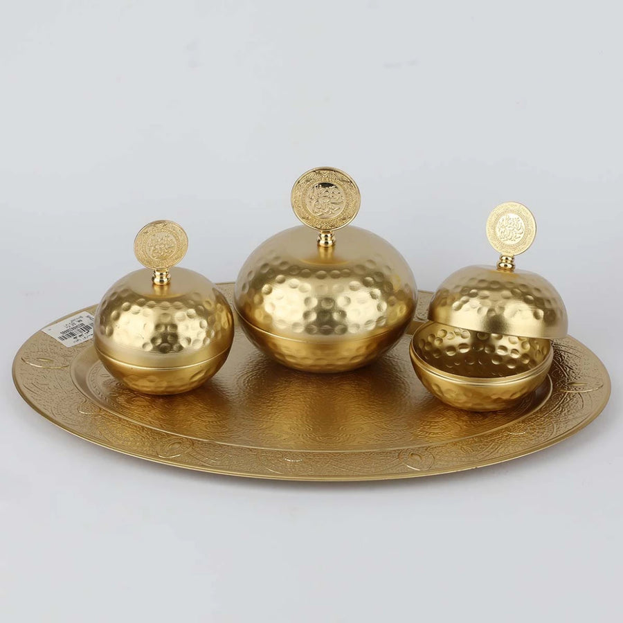 طقم افطار استيل بغطاء 4 قطعه