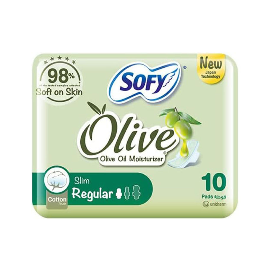 سوفي فوط صحية رقيقة عادية بزيت الزيتون 10 فوط