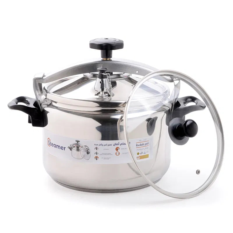 15L Stainless Steel Steamer Pressure Cooker with Mandi Grill and Glass Lid