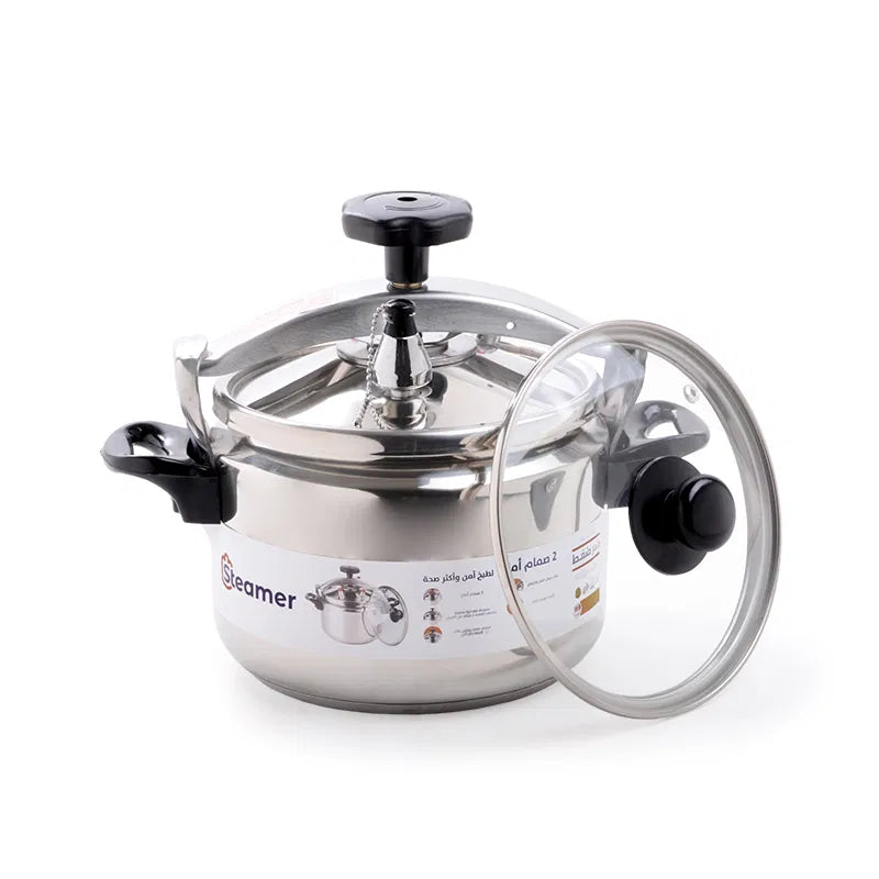 5L Stainless Steel Steamer Pressure Cooker with Mandi Grill and Glass Lid