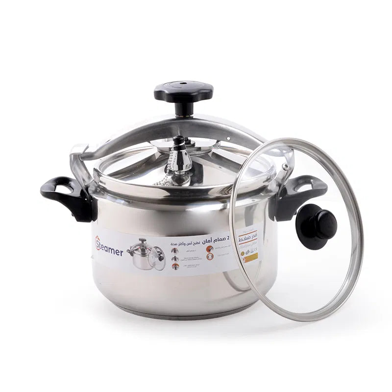 7L Stainless Steel Steamer Pressure Cooker with Mandi Grill and Glass Lid