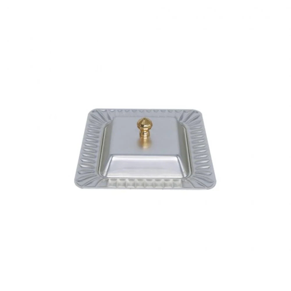 تمرية استيل مربع بغطاء فضي