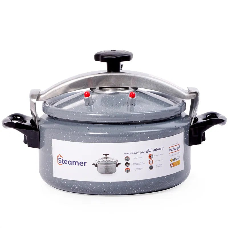 Wide ceramic-coated pressure cooker, 7.5 liters