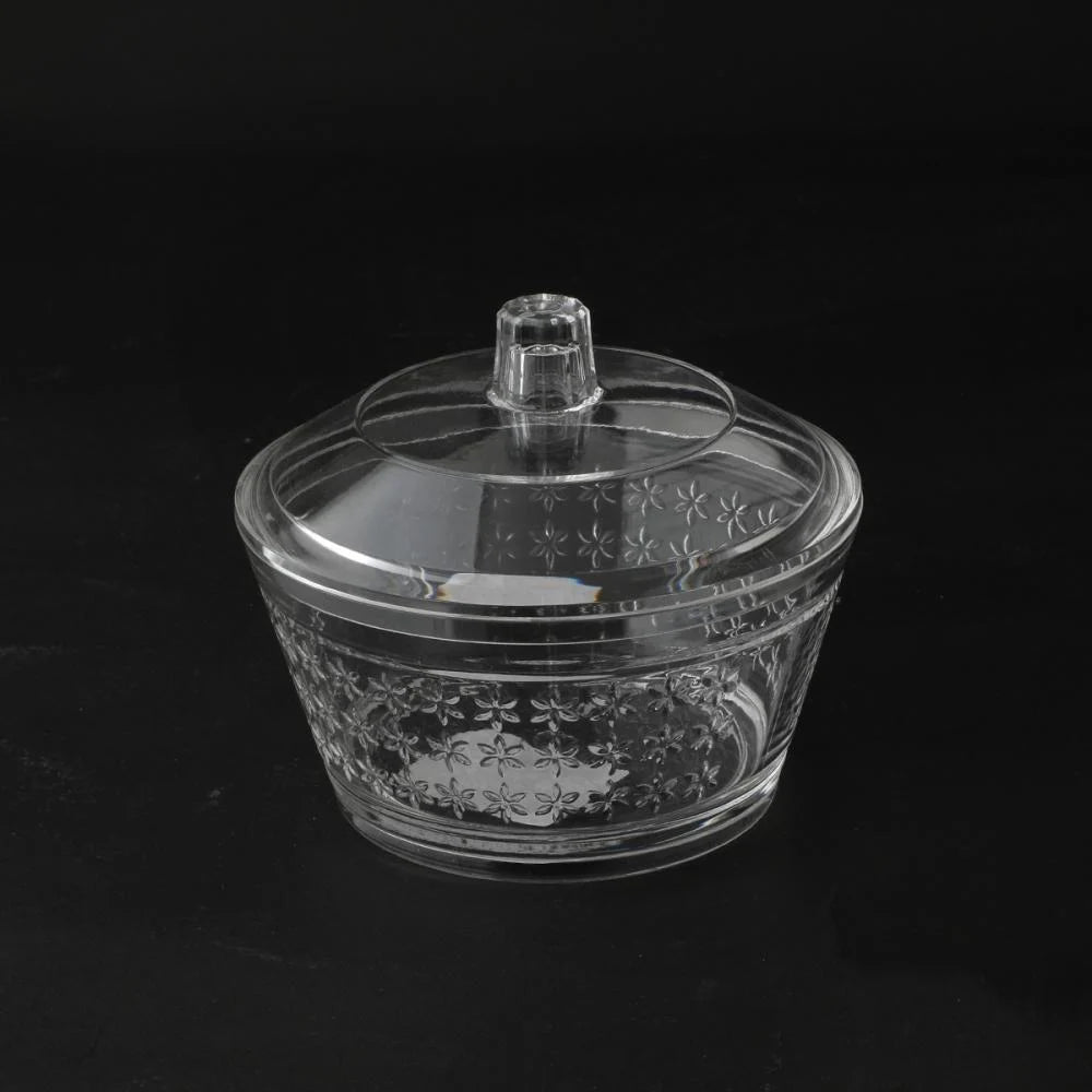 تمرية اكرليك شفاف دائري بغطاء مقاس 11x9 سم