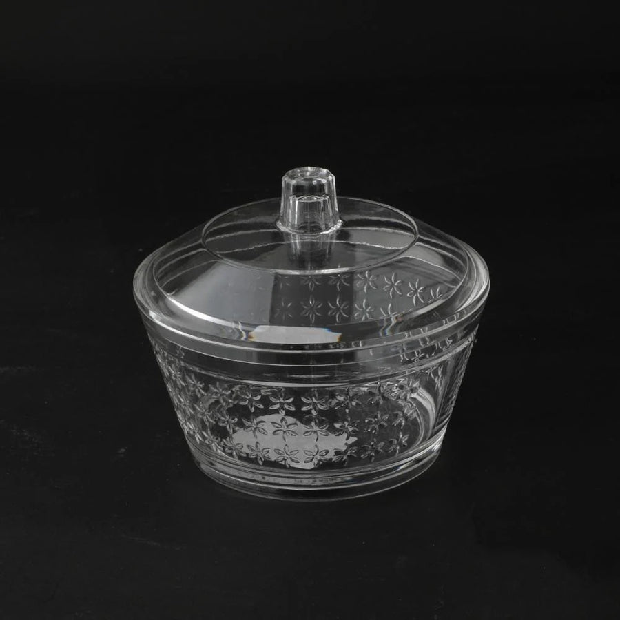 تمرية اكرليك شفاف دائري بغطاء مقاس 11x9 سم