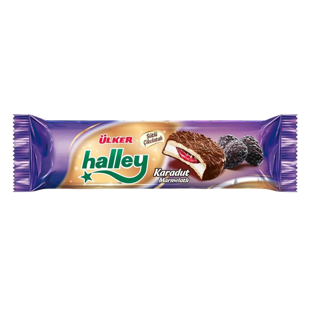 بسكويت أولكر هالي ميني المحشو بالتوت الأسود والمغطى بالشوكولاتة 74جم