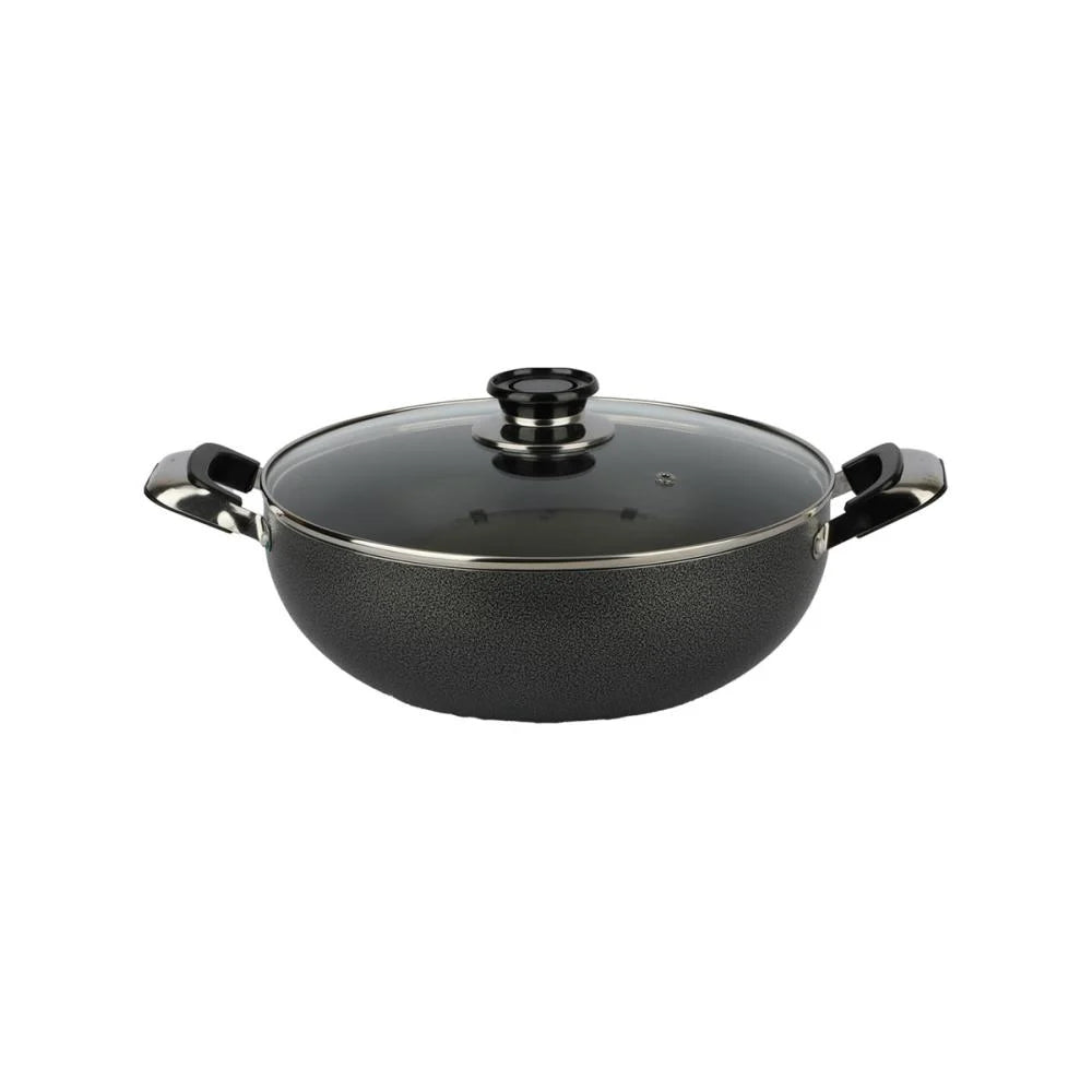 مقلى فيست عميق بغطاء زجاج 24 سم