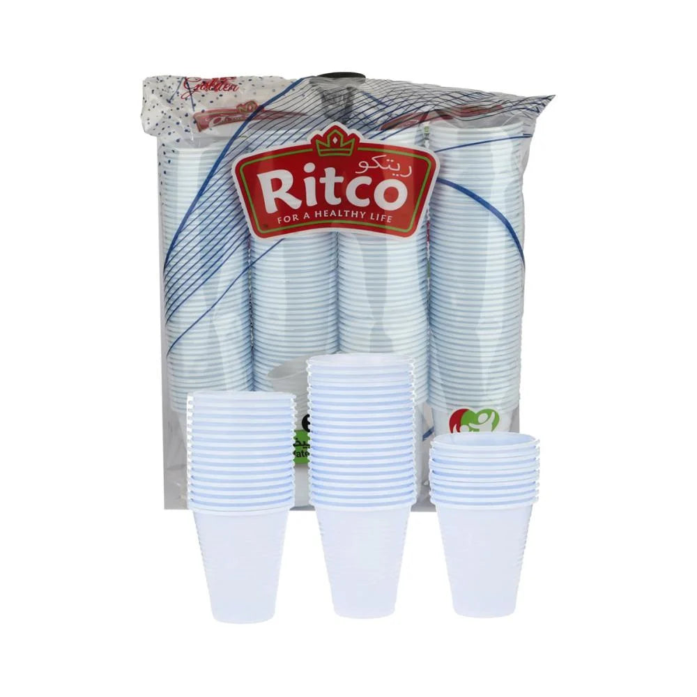 طقم كاسات بلاستيك ابيض 200 حبة