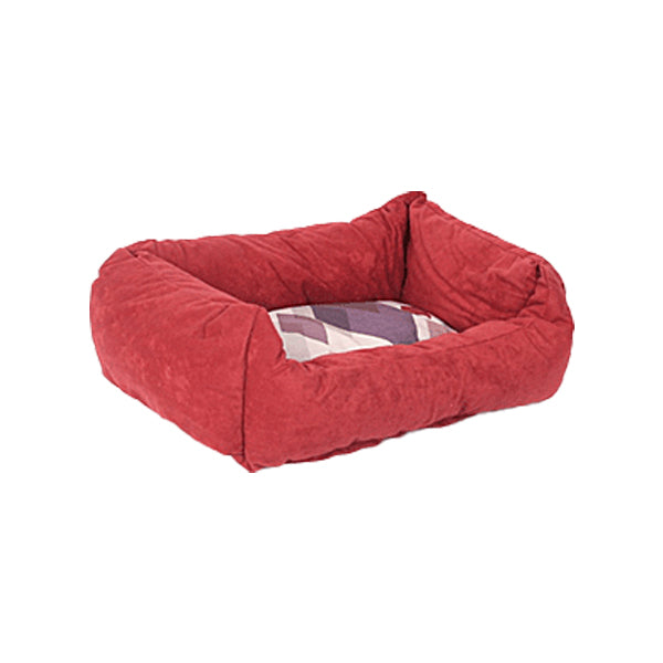 Animal Products Cama rectangular roja con estampado para perros y gatos