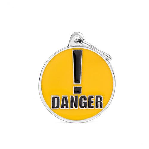 "Danger" round necklace for cats and dogs