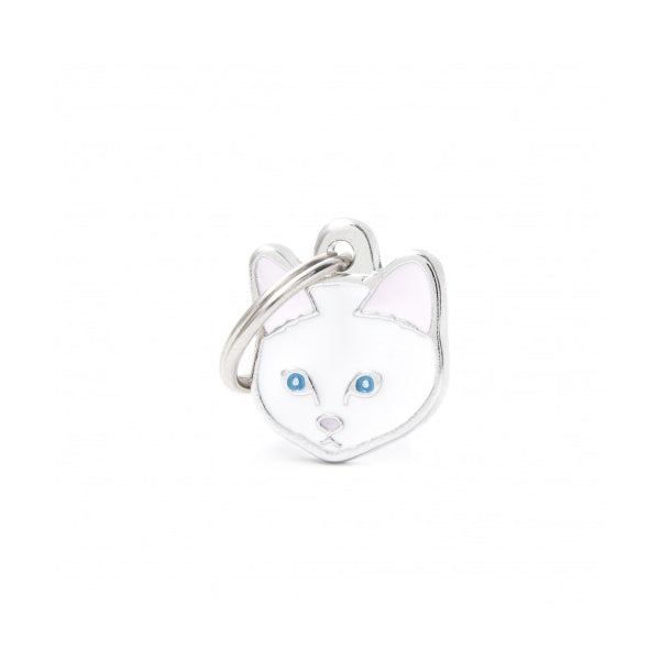 collar en forma de gato europeo blanco