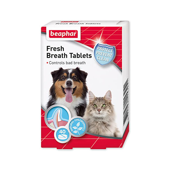 Beaphar para perros y gatos, pastillas para eliminar el mal aliento, 40 comprimidos