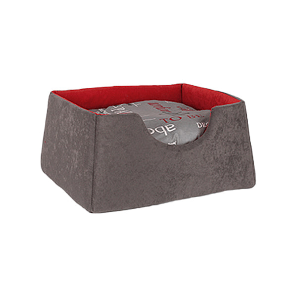 Animal Products Cama rectangular gris con letras para perros y gatos