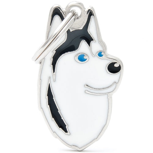 Collar con forma de husky blanco y negro